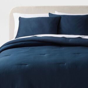 Threshold - Full/Queen Washed Cotton Sateen Comforter and Sham Navy